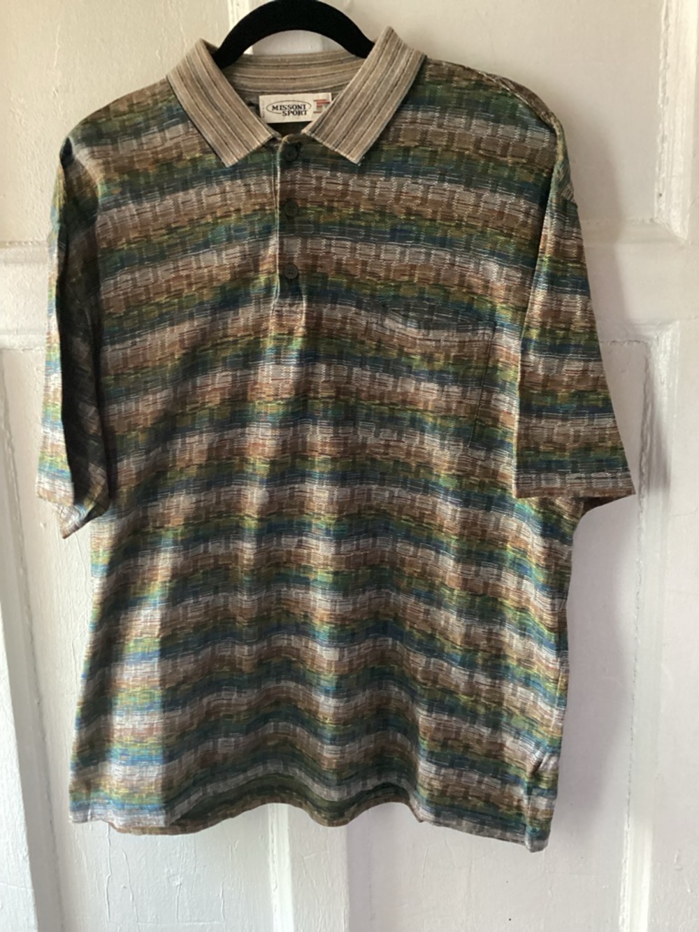 Missoni Sport Multicolor Striped Polo — Green, Blue, Brown